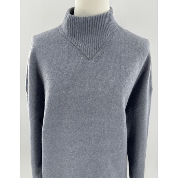 Everlane Gray Blue Wool Yak Hair Sweater Mock Neck Pullover Large Cozycore - Picture 2 of 11
